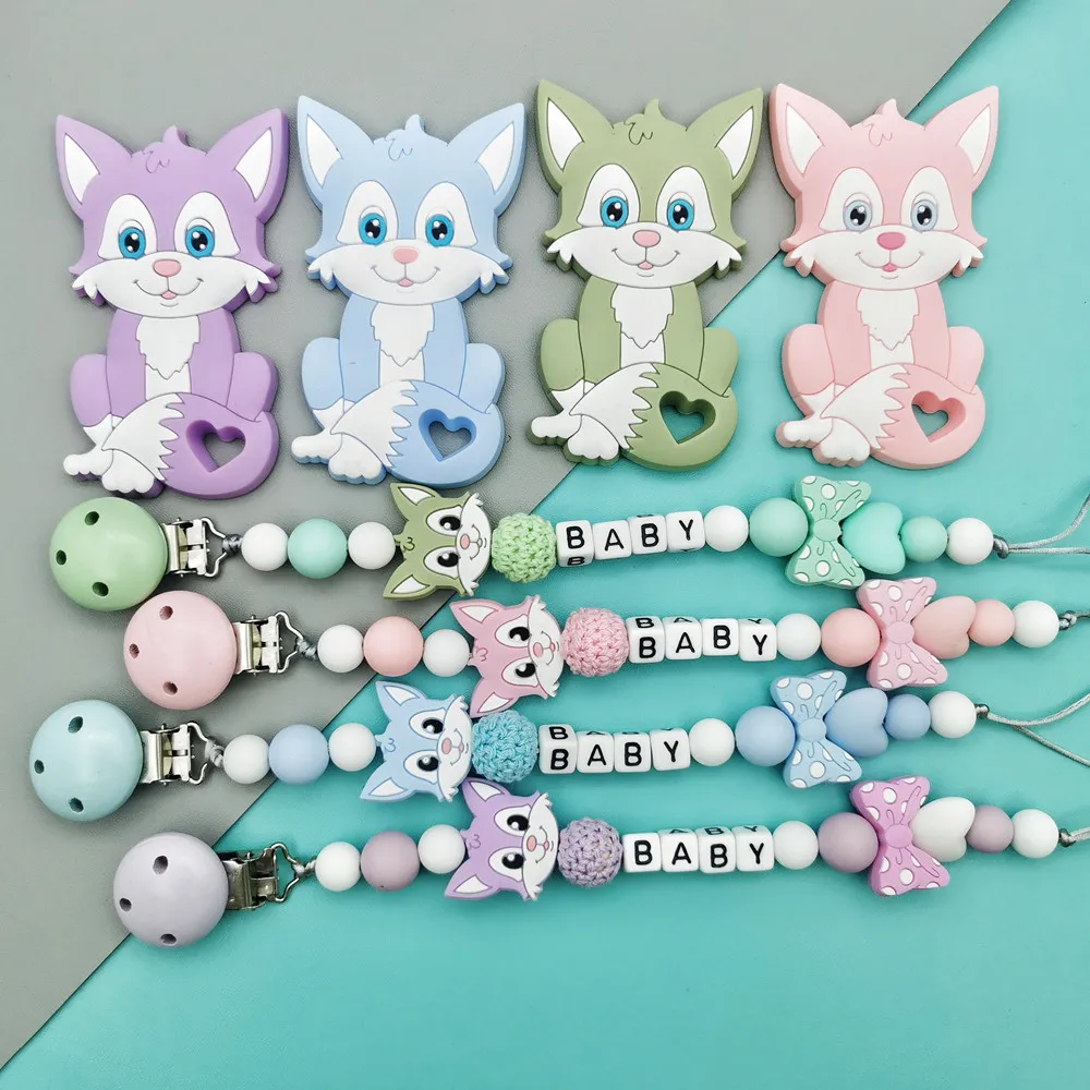 Baby Teethers - Personalisierte englisch-russische Acryl-Buchstaben-Namens-Silikon-Schnullerclips, -ketten, Beißring-Anhänger, Baby-Schnuller,