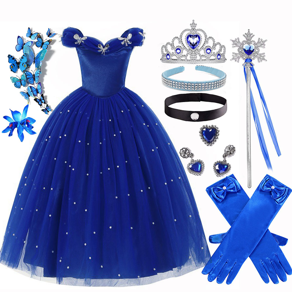 Baby Products Manufacturers - Sommerliche Weihnachts-Luxus-Cinderella-Kleidung für Mädchen, schulterfreie, bodenlange