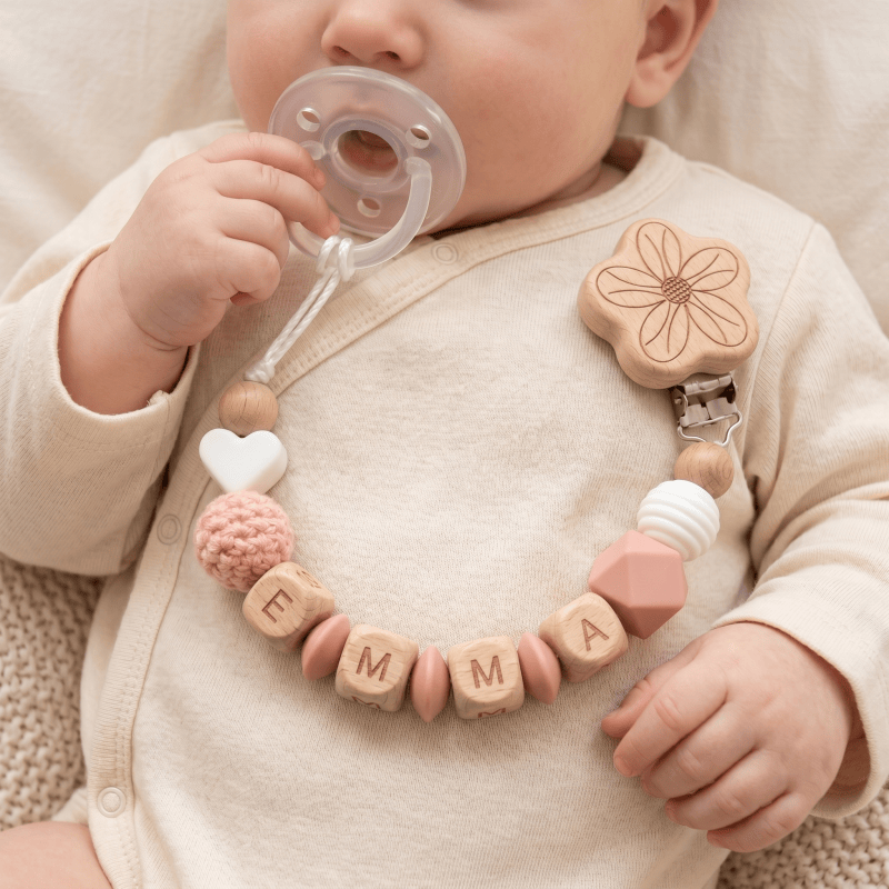 Baby Teethers - 2026 Personalisierter Baby-Schnullerclip mit individuellem Namen,