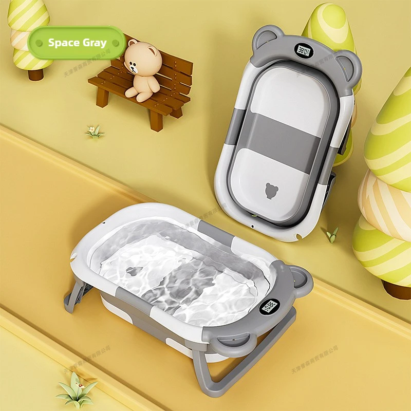 Baby Bath Tub Foldable - Faltbare Baby-Badewanne mit Intelligenter Temperaturanzeige Neugeborenen-Wanne